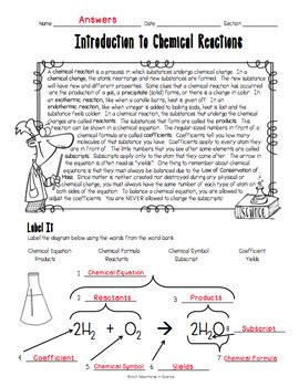 Oxidation and reduction. . Introduction to chemical reactions worksheet pdf